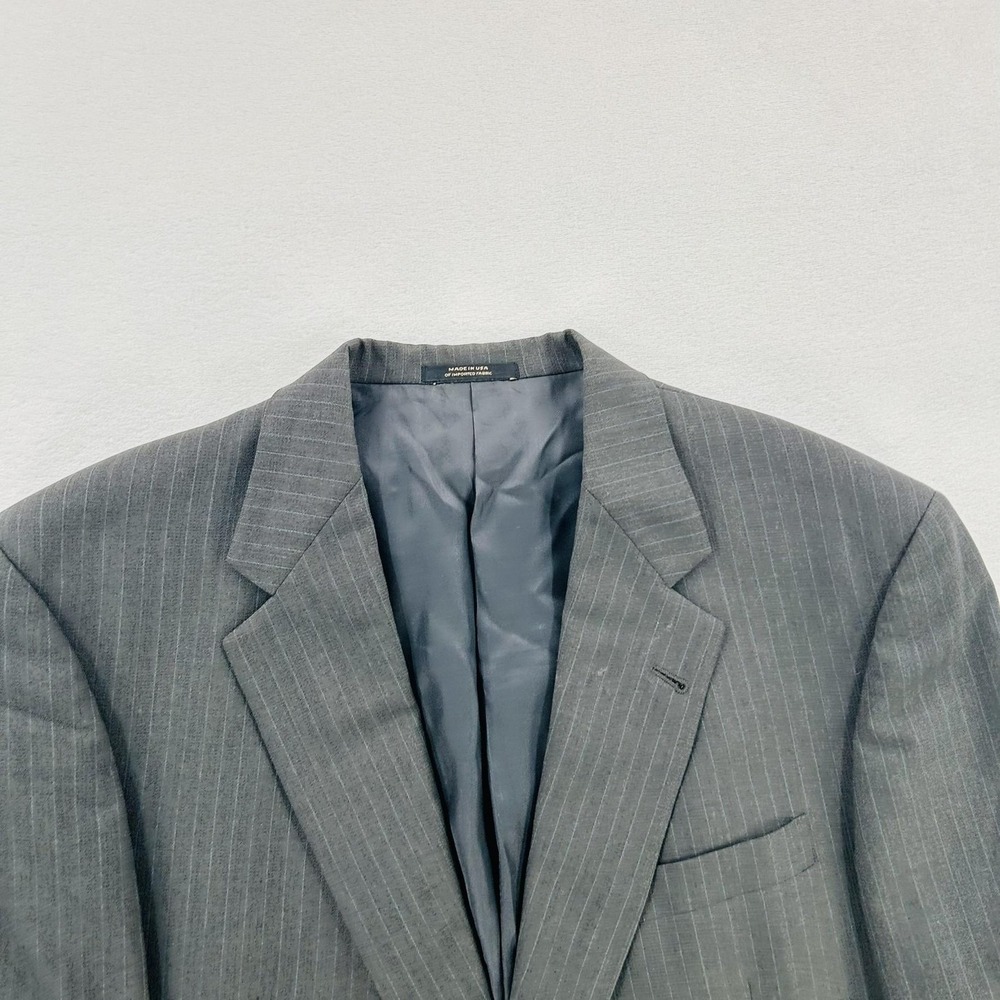 Hart Schaffner Marx Suit Jacket Mens 44R Gray Pinstripe Classic Fit Two Button - Picture 3 of 16